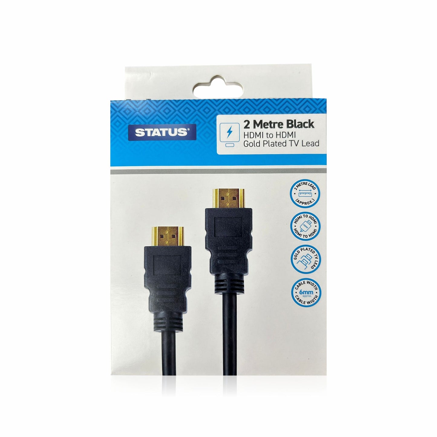 2 Metre Black Gold Plated TV Lead HDMI Cable