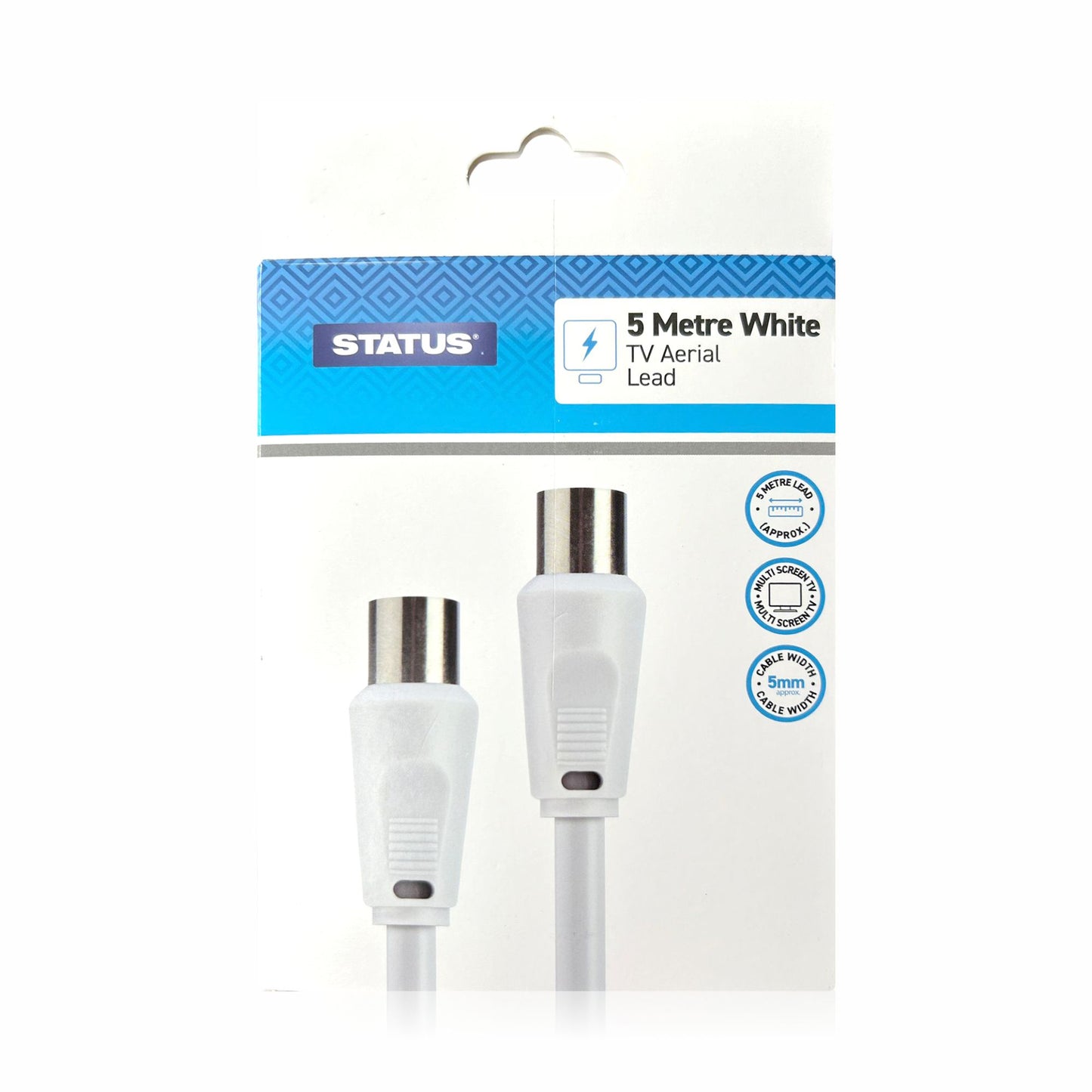 5 Metre TV Aerial Cable White
