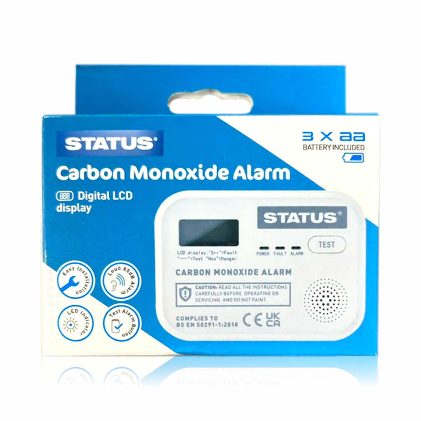 Carbon Monoxide Detector Alarm Digital LCD White