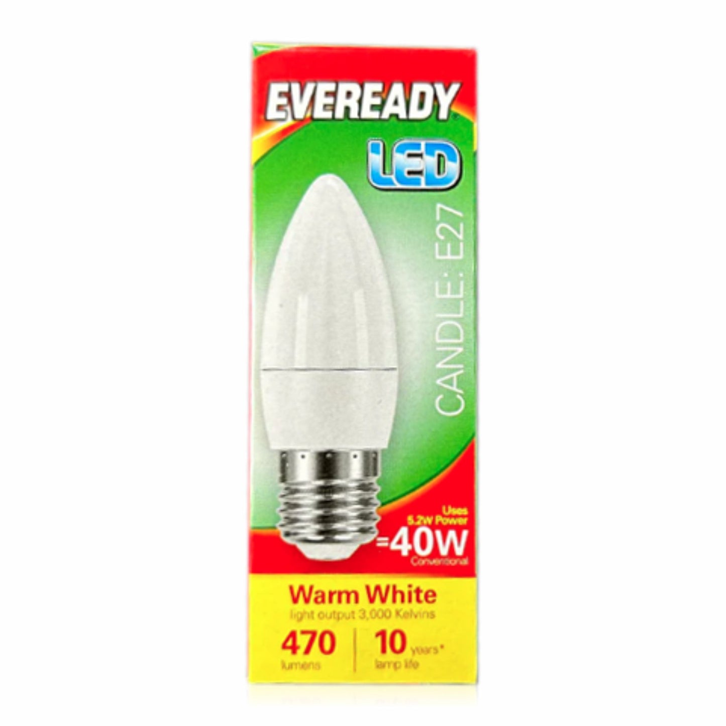 LED Candle Light Bulb E27 5.2 Watt Warm White
