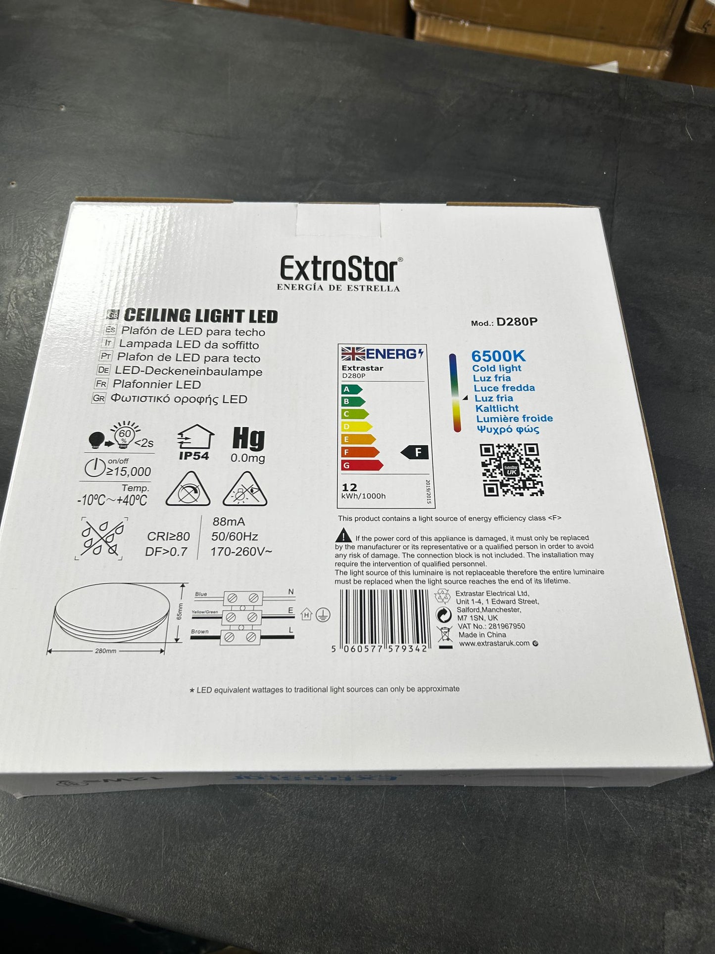 LED Ceiling Light 12W 1160 Lumen 6500K Cold Light