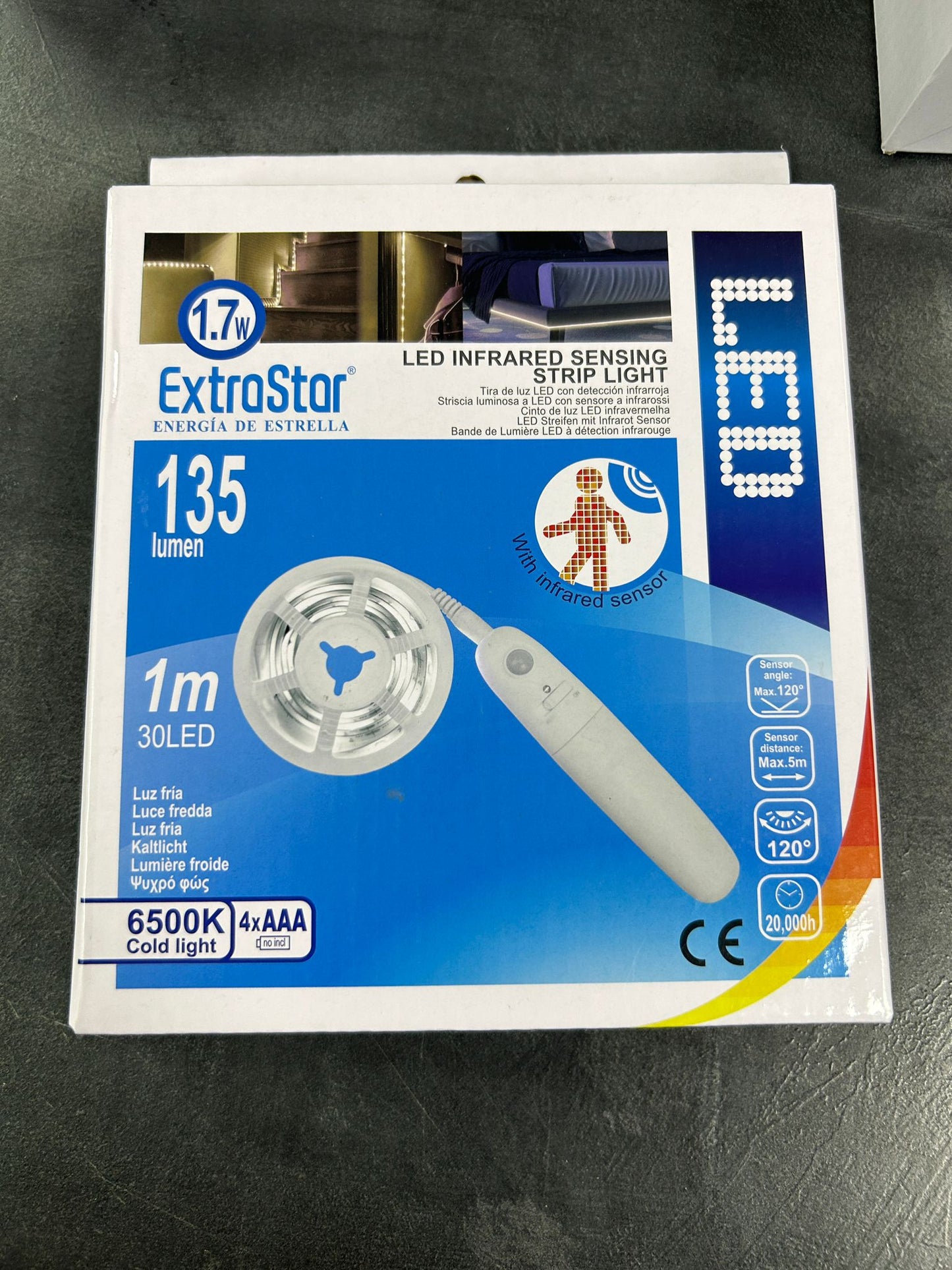 LED Infrared Sensing Strip Light 1.7W 6500K Cold Light