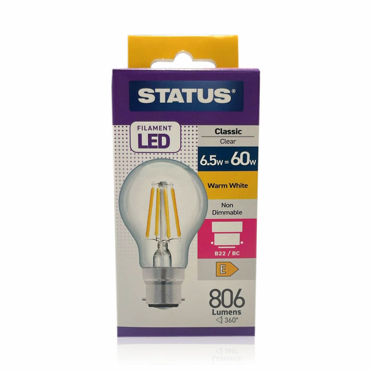 LED GLS Light Bulb B22 BC 6.5 Watt Filament Warm White