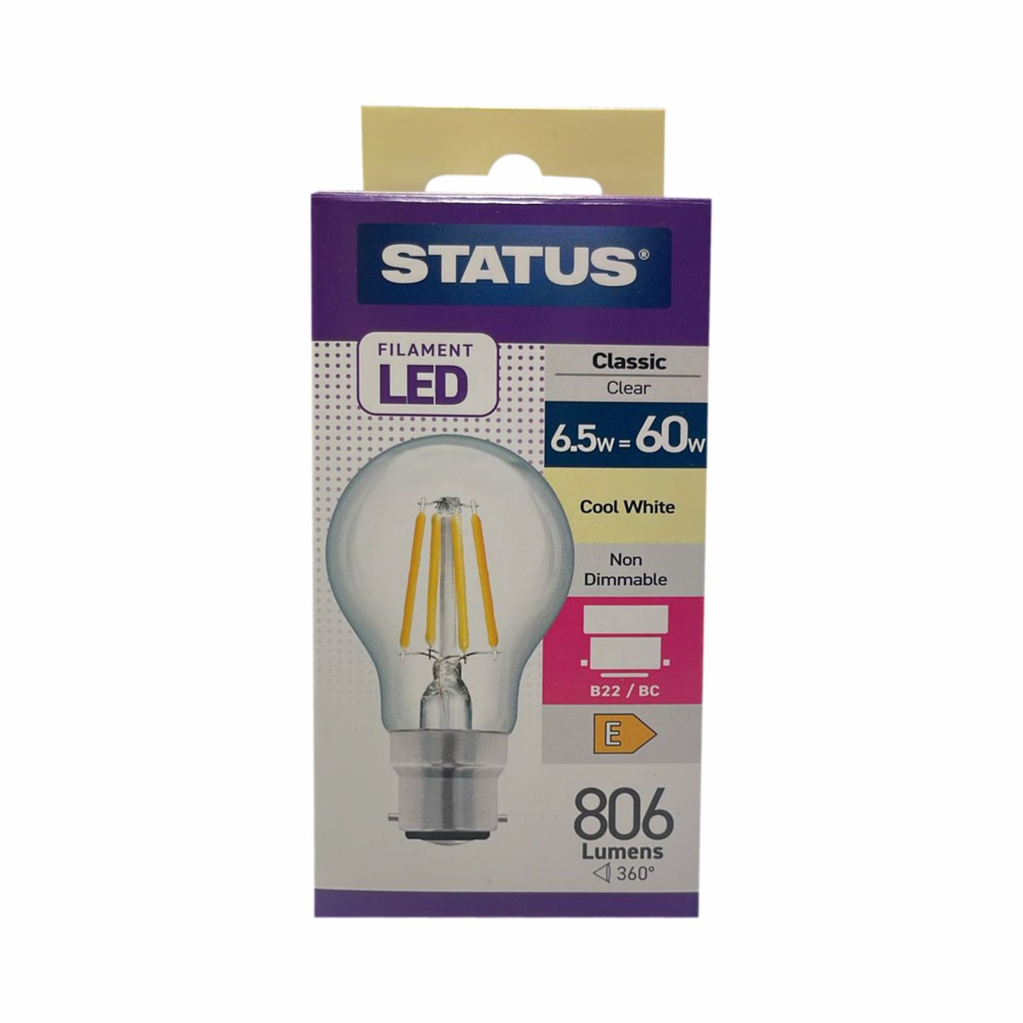 LED Light Bulb B22 BC 6.5 Watt Filament Cool White