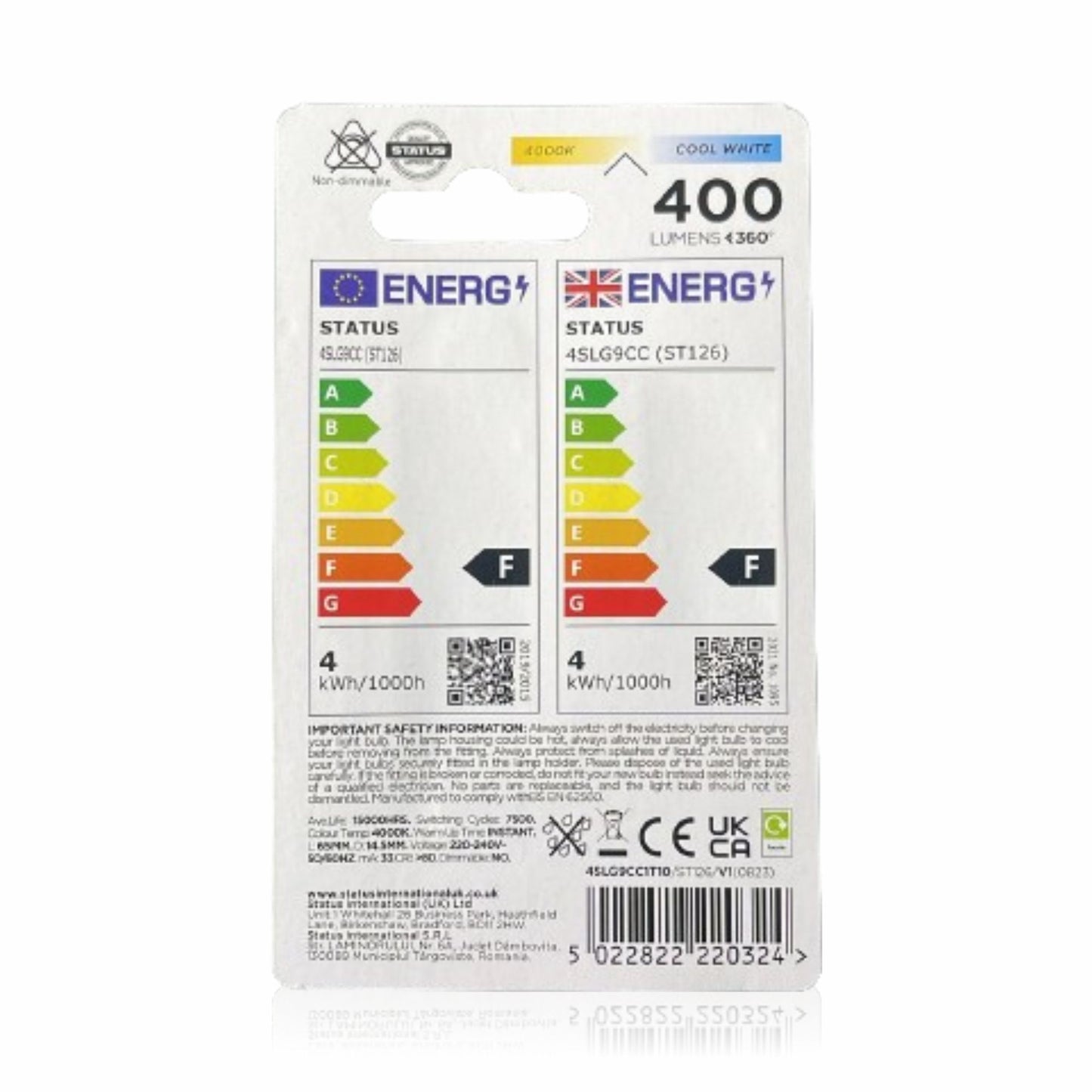 LED Capsule Light Bulb G9 4 Watt Cool White