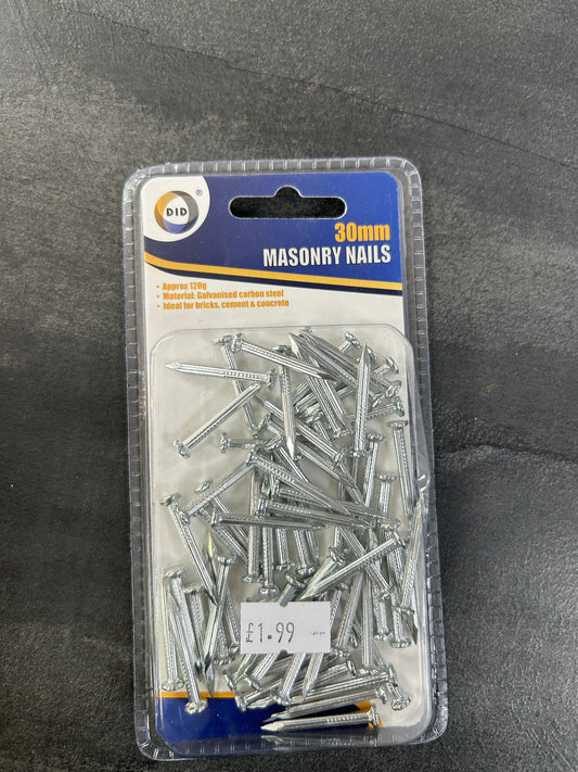 Galvanised Carbon Steel Masonry Nails 30mm