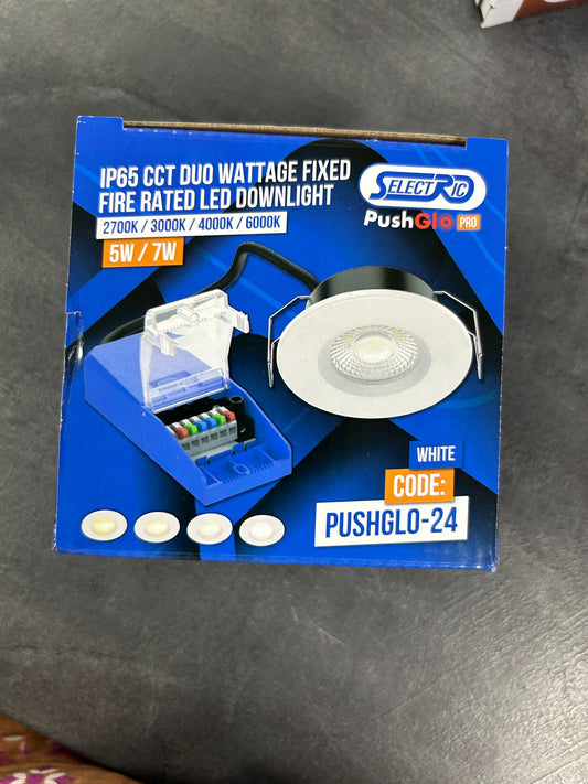 IP65 CCT Duo Wattage Fixed Fire Rated LED Downlight 5W /7W White Pushglo-24