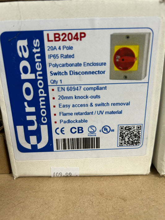 LB204P IP65 Rated Polycarbonate Enclosure Switch