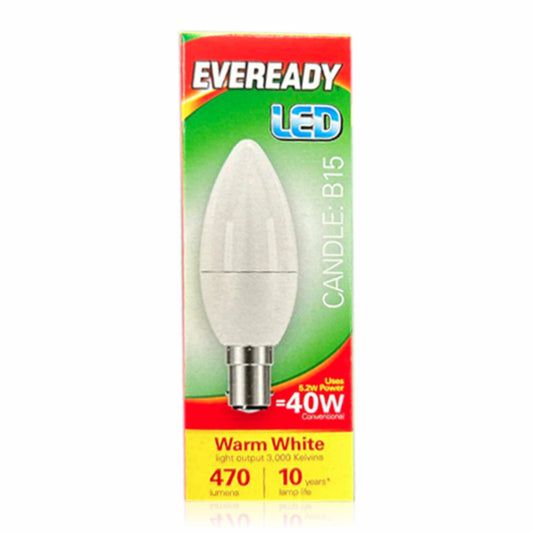 LED Candle Light Bulb B15 5.2 Watt Warm White