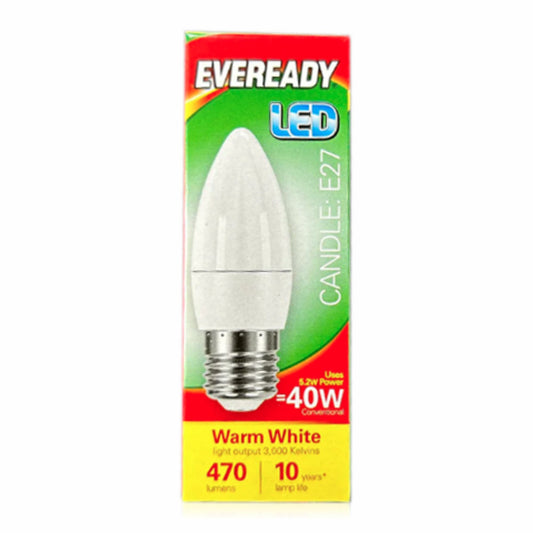 LED Candle Light Bulb E27 5.2 Watt Warm White