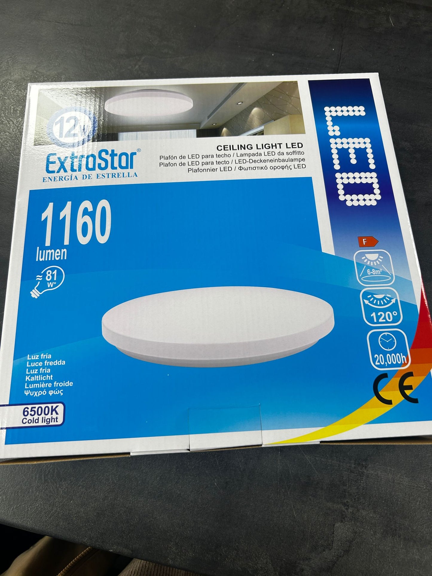 LED Ceiling Light 12W 1160 Lumen 6500K Cold Light