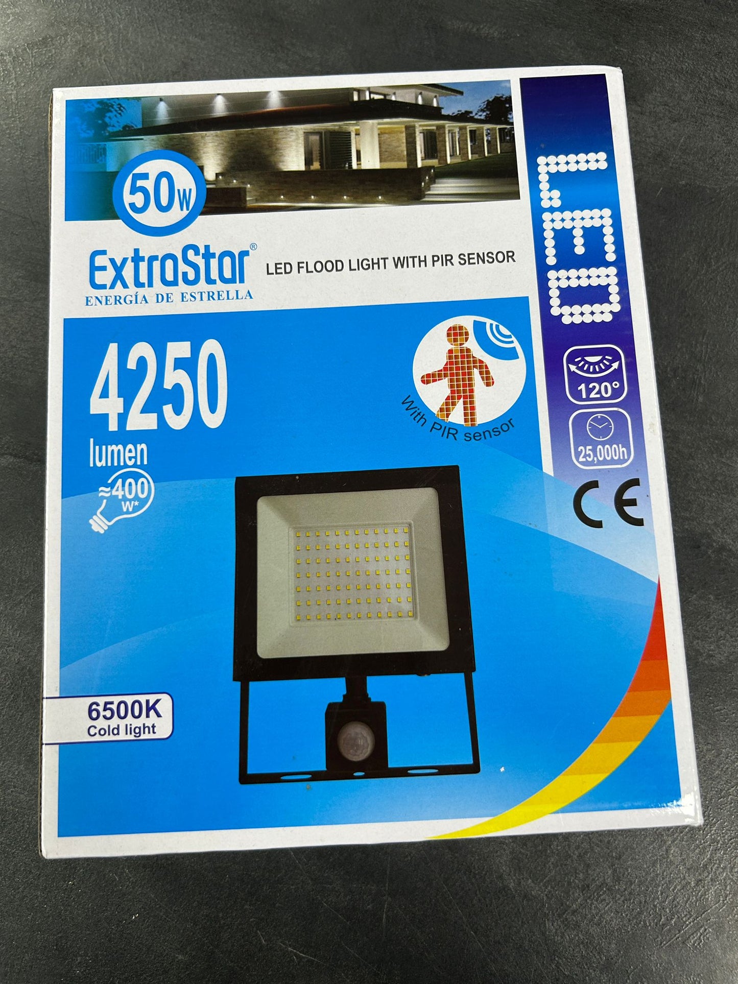 LED Flood Light With PIR Sensor 50W 4250 Lumen 6500K Cold Light