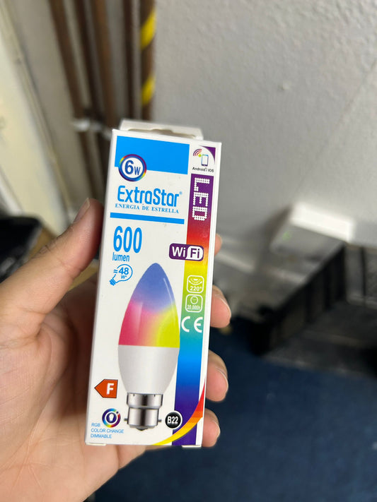 LED Candle Light Bulb B22 6 Watt RGB Colour Change Dimmable
