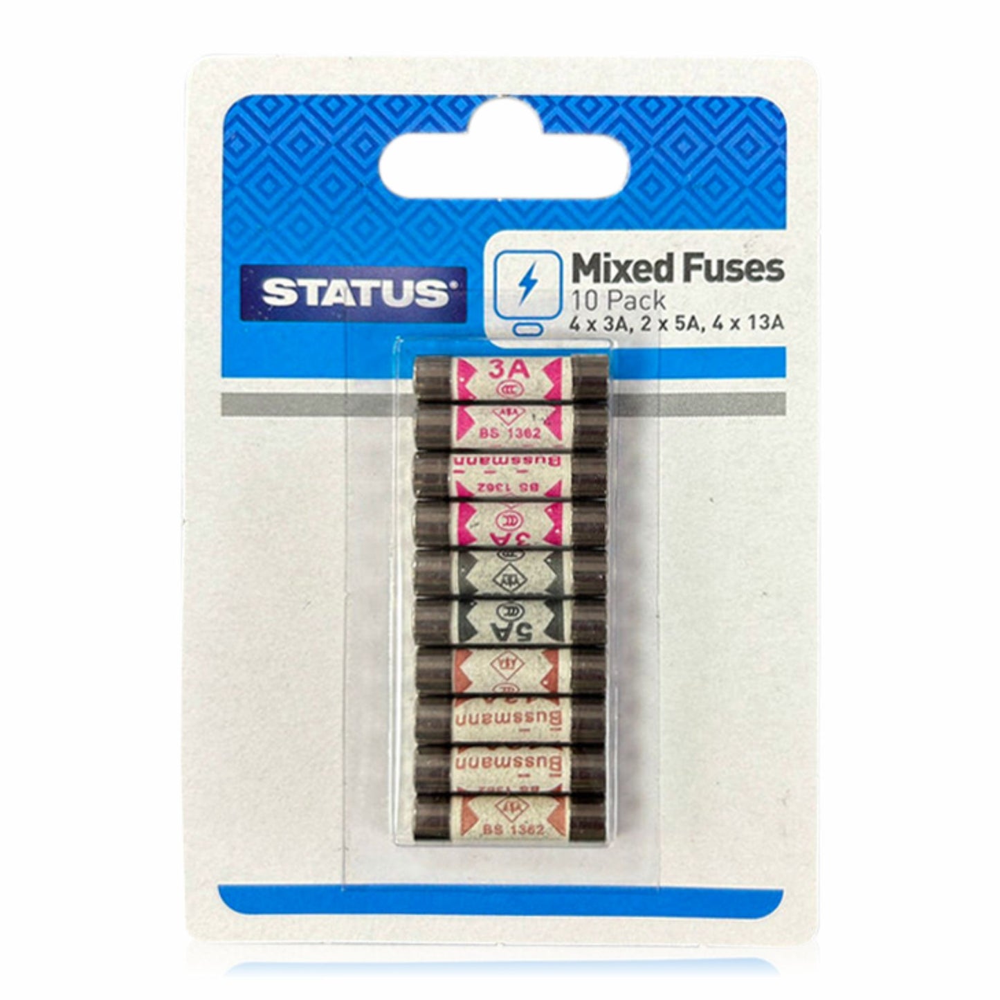 Mixed Fuses 10 Pack 4 X3A, 2 X 5A, 4 X 13A