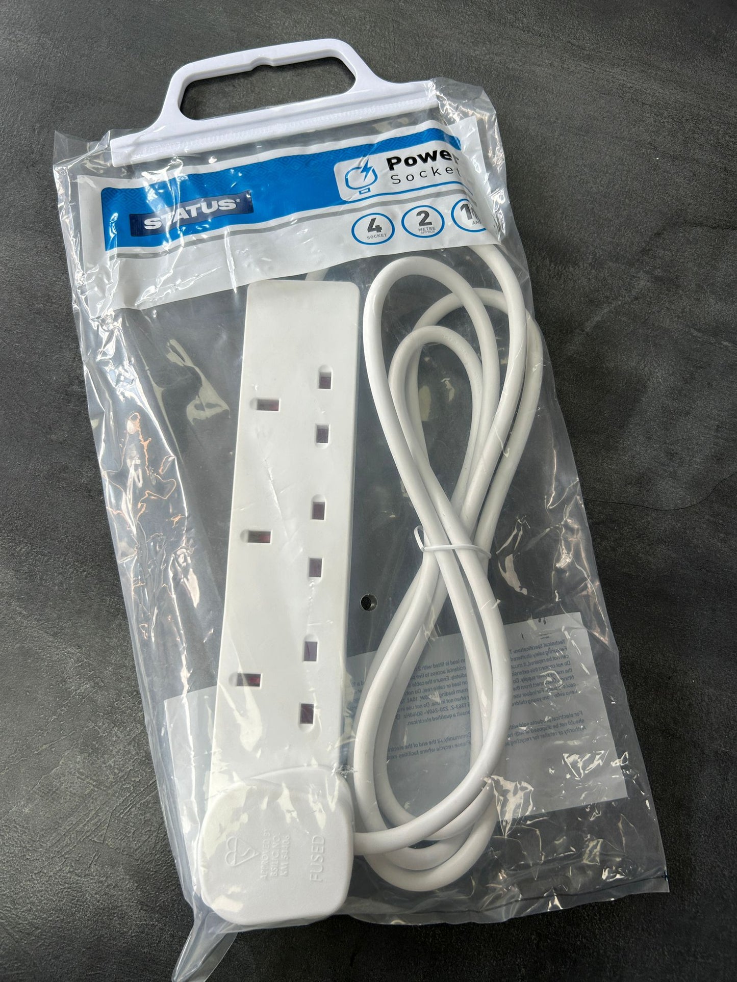 Power Socket Extension With 4 Sockets 2 Meter