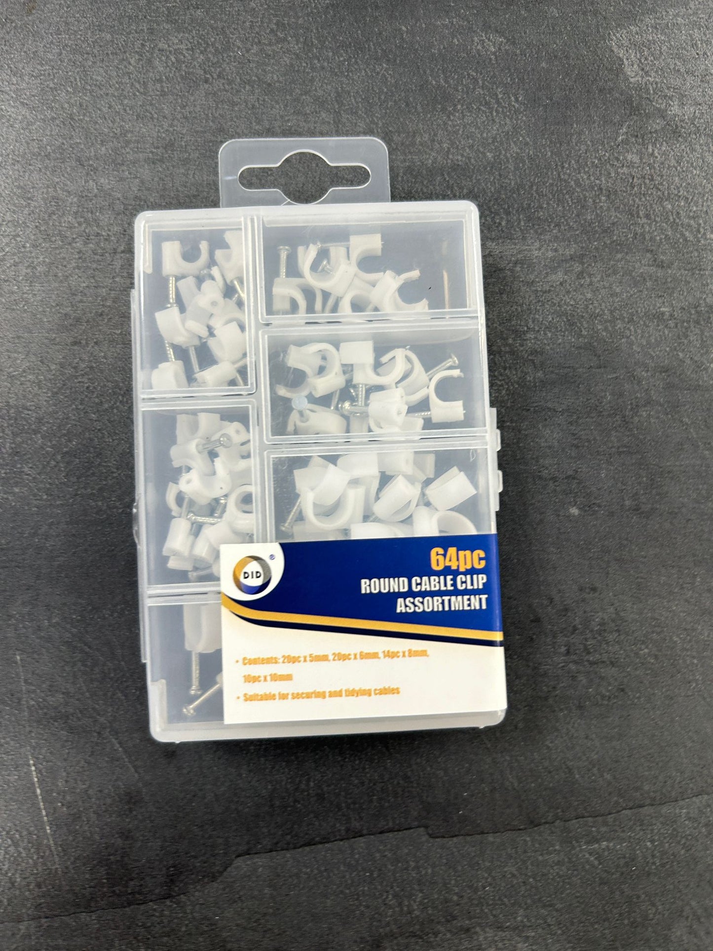 Round Cable Clip Assortment 64pc